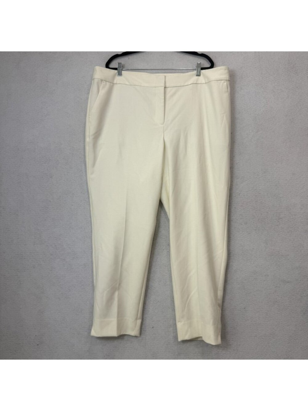 Talbots Pants Womens 18W White Luxe Wool Slim Ankle Lined Twill Work Office